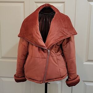 HYFVE Rust Velvet Puffy Moto Jacket Size Small